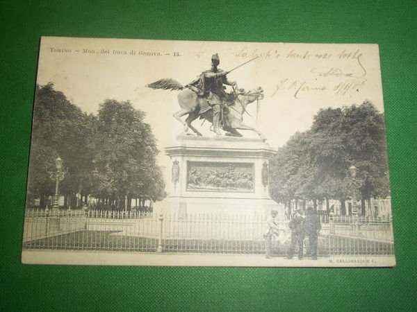Cartolina Torino - Monumento al Duca di Genova 1907
