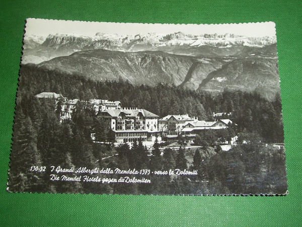 Cartolina I Grandi Alberghi della Mendola verso le Dolomiti 1959