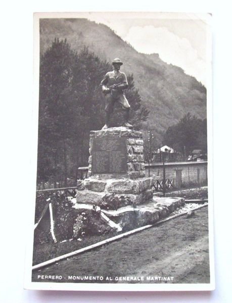 Cartolina Perrero - Monumento al Generale Martinat 1955