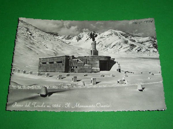 Cartolina Passo del Tonale - Il Monumento Ossario 1950 ca