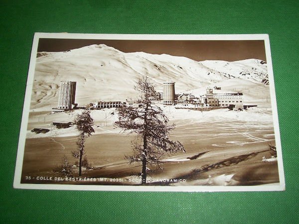 Cartolina Colle del Sestrières - Scorcio panoramico 1934