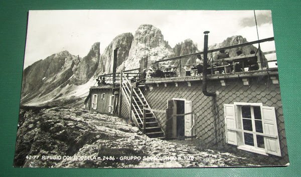 Cartolina Gruppo Sassolungo - Rifugio Col Bodella 1936