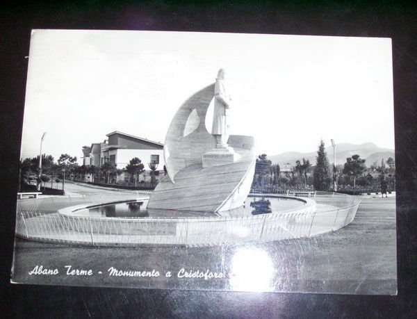 Cartolina Abano Terme - Monumento a C. Colombo 1960