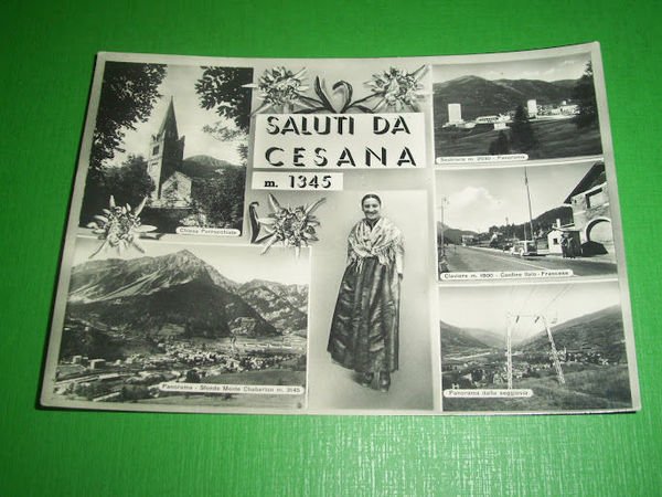 Cartolina Cesana Torinese - Vedute diverse 1956