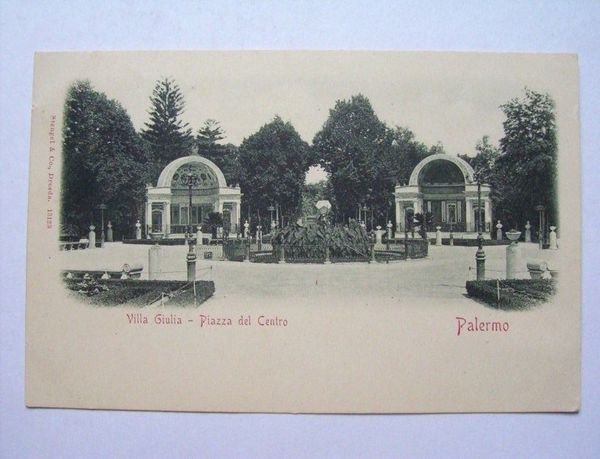 Cartolina Palermo - Villa Giulia - Piazza Centro 1900