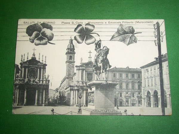 Cartolina Torino - Piazza S. Carlo - Mon. a Emanuele …