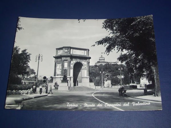 Cartolina Torino - Monte dei Capuccini dal Valentino 1954