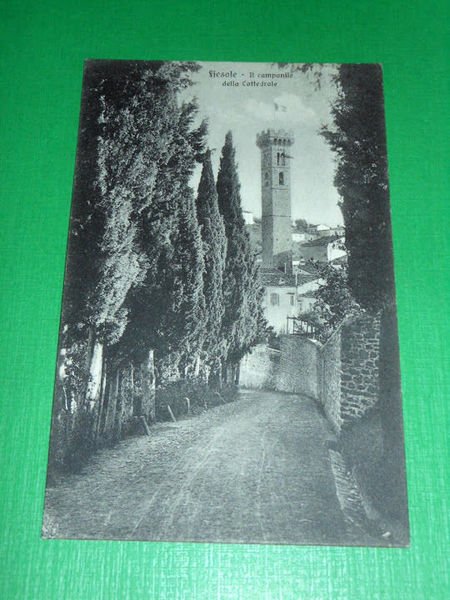 Cartolina Fiesole - Il Campanile della Cattedrale 1935