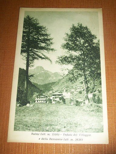 Cartolina Balme - Veduta del Villaggio e della Bessanese 1934