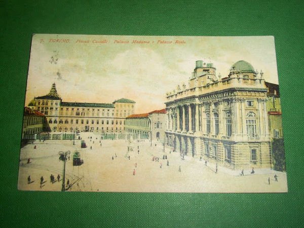 Cartolina Torino - Piazza Castello : Palazzo Madama e Palazzo …