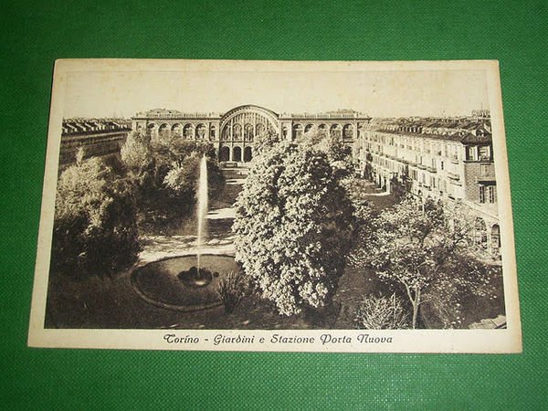 Cartolina Torino - Giardini e Stazione Porta Nuova 1935 ca | Immagine Gallery 1