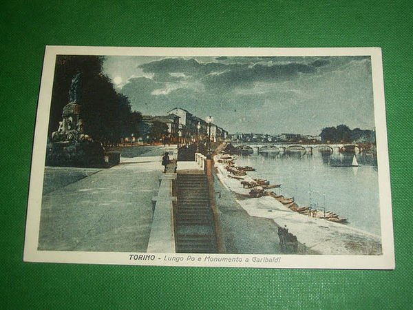 Cartolina Torino - Lungo Po e Monumento a Garibaldi 1930 …
