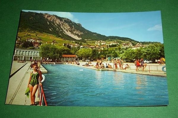 Cartolina Molveno - La Piscina 1970