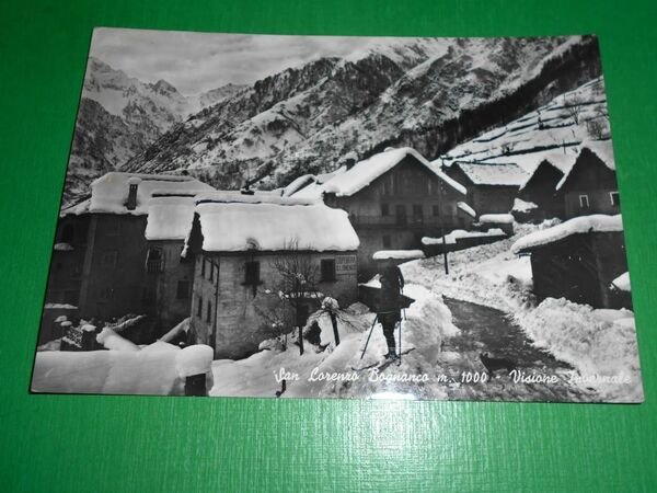 Cartolina San Lorenzo Bognanco - Visione invernale 1953