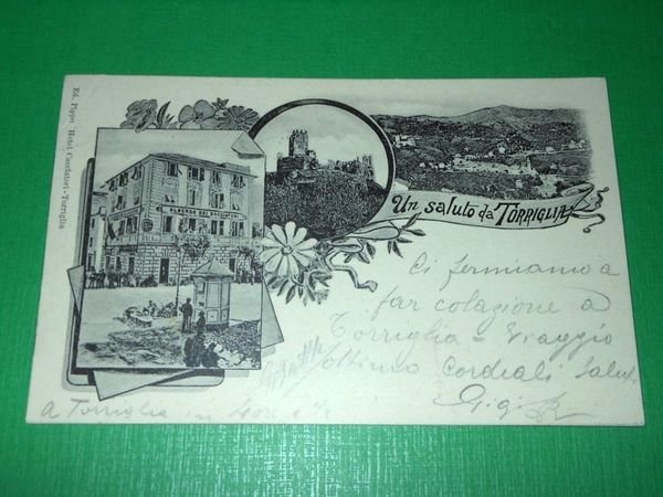 Cartolina Saluti da Torriglia - Vedute diverse 1905