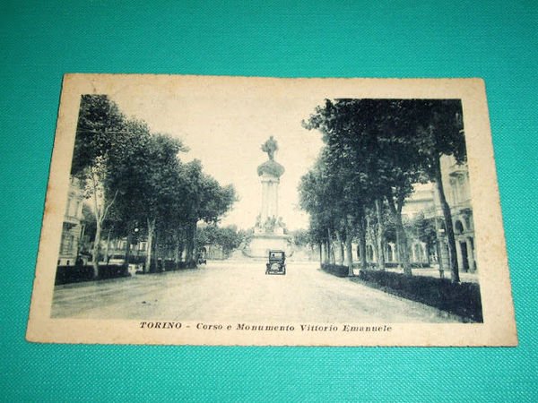 Cartolina Torino - Corso e Monumento Vittorio Emanuele 1929