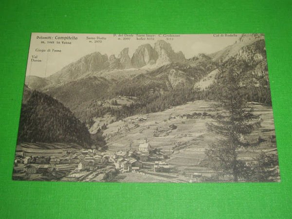 Cartolina Campitello di Fassa - Panorama generale 1936