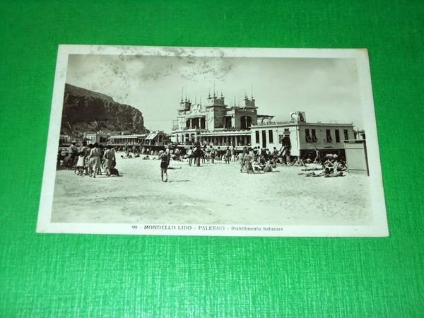 Cartolina Mondello Lido - Palermo - Stabilimento balneare 1930