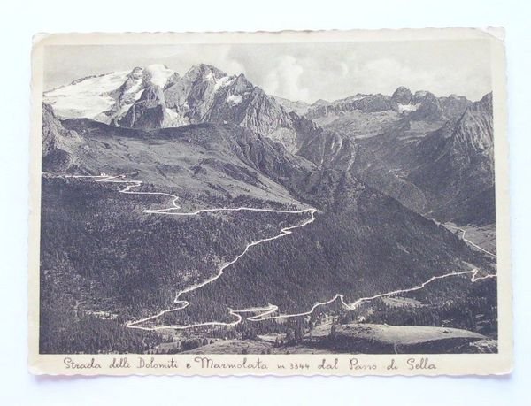 Cartolina Strada Dolomiti e Marmolada - Panorama 1940 c