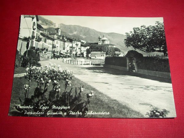Cartolina Cannobio - Giardini e Piazza Imbarcadero 1954