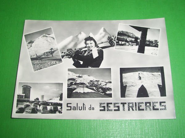Cartolina Sestrieres - Vedute diverse 1950 ca