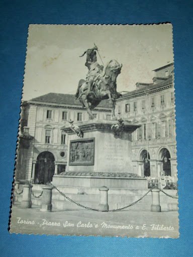 Cartolina Torino - Piazza San Carlo e Monumento 1958
