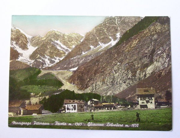 Cartolina Macugnaga pittoresca - Pecetto - Veduta 1952