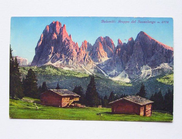 Cartolina Dolomiti - Gruppo del Sassolungo 1928