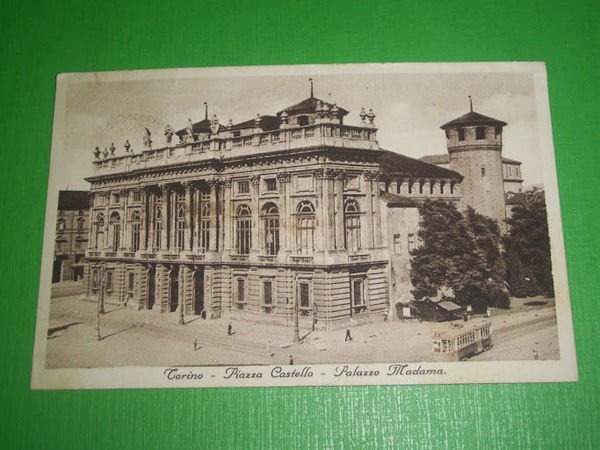 Cartolina Torino - Piazza Castello e Palazzo Madama 1938