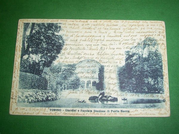 Cartolina Torino - Giardini e facciata Stazione di Porta Nuova … | Immagine Gallery 1