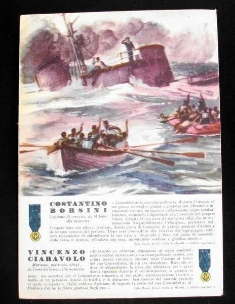 WWII Cartolina - Medaglie d' Oro Guerra 1940 - Borsini | Immagine Gallery 1