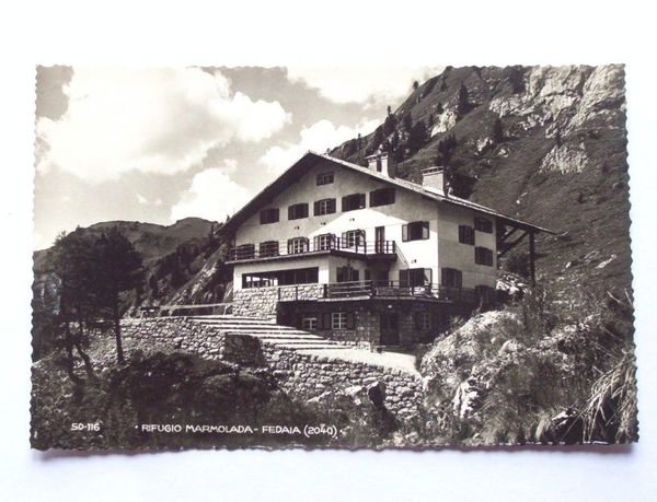 Cartolina Dolomiti Fedaia - Rifugio Marmolada 1950 ca