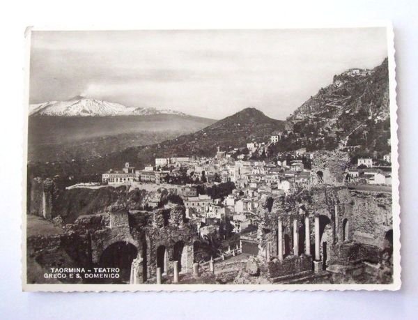 Cartolina Taormina - Teatro Greco e S. Domenico 1958