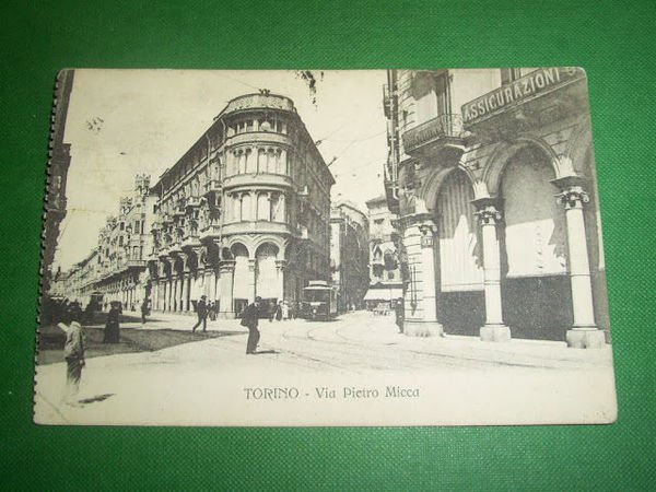 Cartolina Torino - Via Pietro Micca 1907 Tram Tramway