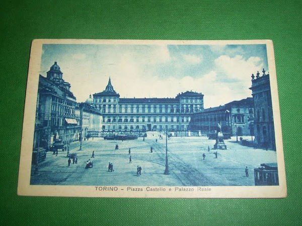 Cartolina Torino - Piazza Castello e Palazzo Reale 1930