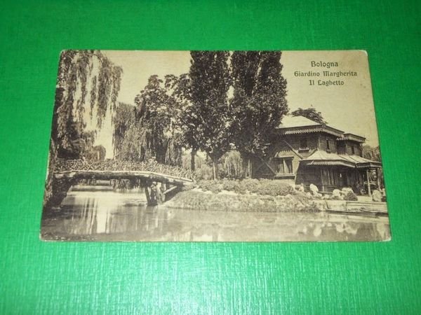 Cartolina Bologna - Giardino Margherita - Il Laghetto 1917 | Immagine principale