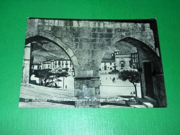 Cartolina Sulmona - Acquedotto Romano e Piazza Garibaldi 1959 | Immagine principale