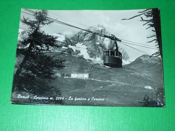 Cartolina Breuil - Cervinia - La funivia e Cervino 1955 | Immagine principale