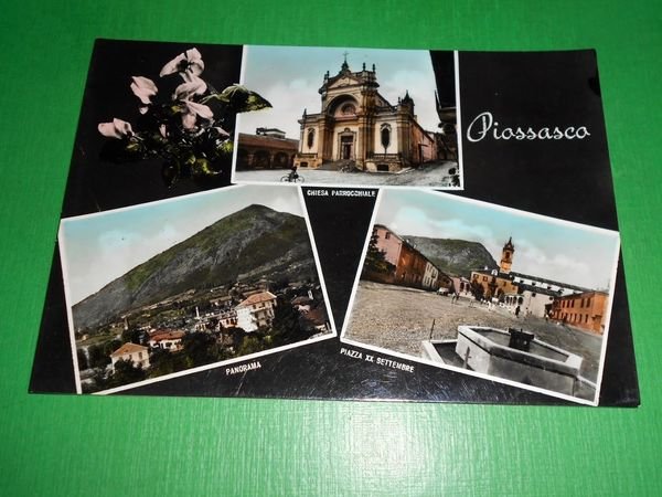 Cartolina Piossasco - Vedute diverse 1957 | Immagine principale