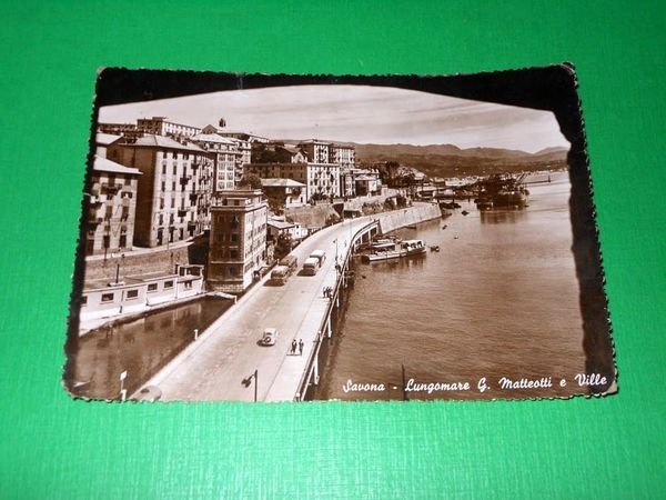 Cartolina Savona - Lungomare Matteotti e Ville 1952