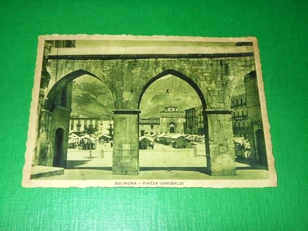 Cartolina Sulmona - Piazza Garibaldi 1940 ca | Immagine principale