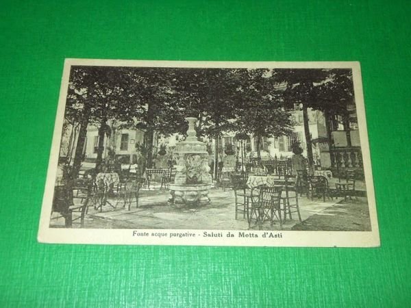 Cartolina Saluti da Motta d'Asti - Fonte acque purgative 1930 … | Immagine principale