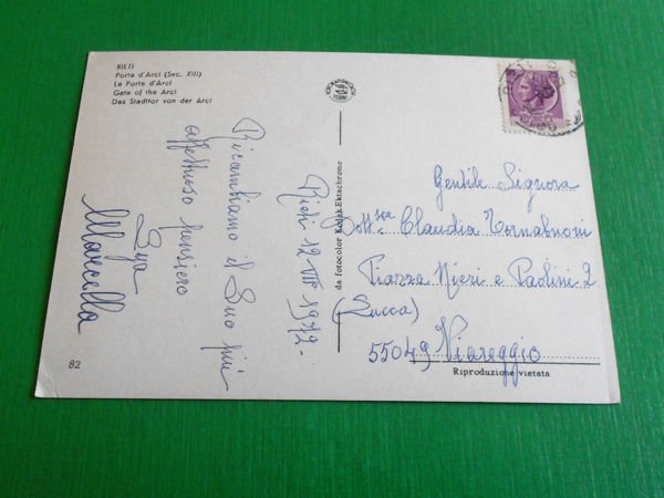 Cartolina Rieti - Porta d' Arci 1972