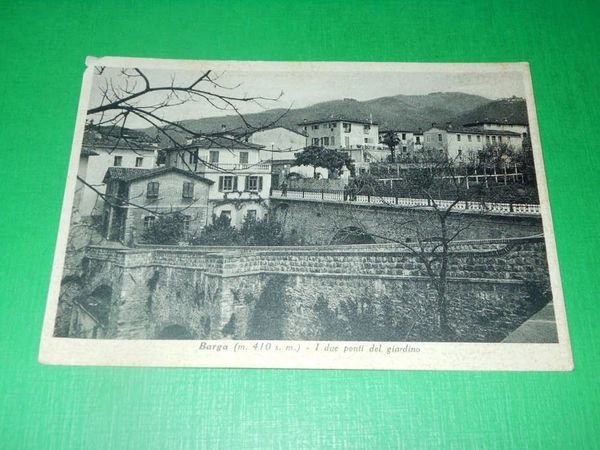 Cartolina Barga - I due ponti del giardino 1940 ca