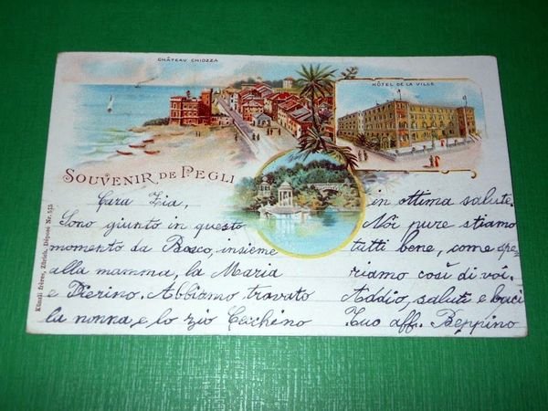 Cartolina Souvenir de Pegli - Vedute diverse 1899