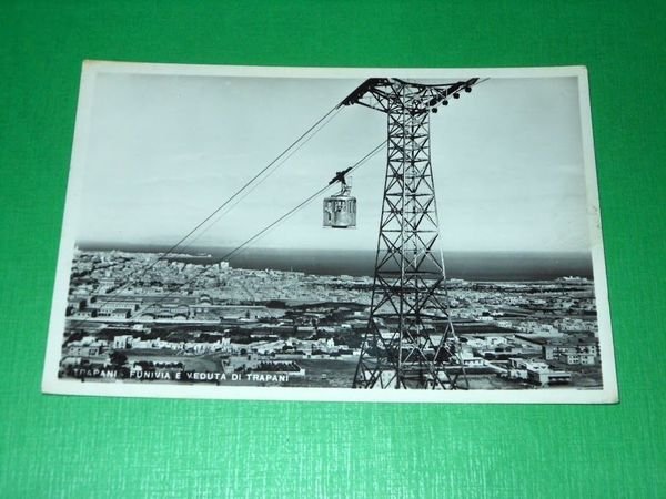 Cartolina Trapani - Funivia e panorama 1963