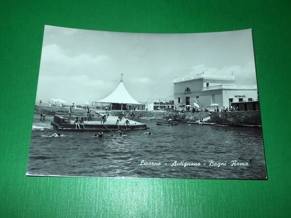 Cartolina Livorno - Antignano - Bagni Roma 1955
