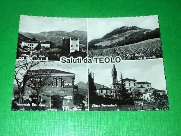 Cartolina Saluti da Teolo - Vedute diverse 1955 ca | Immagine principale