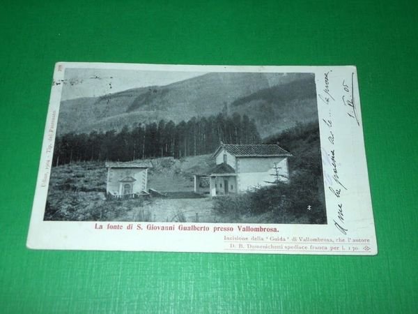 Cartolina La fonte di S. Giovanni Gualberto presso Vallombrosa 1905 | Immagine principale
