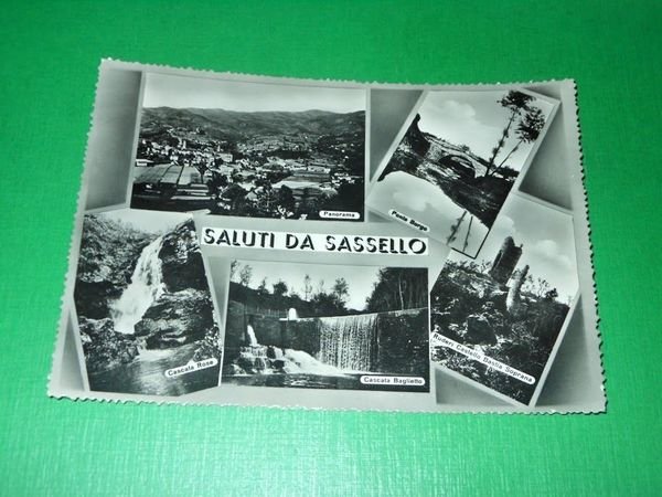 Cartolina Saluti da Sassello - Vedute diverse -- 1957 | Immagine principale